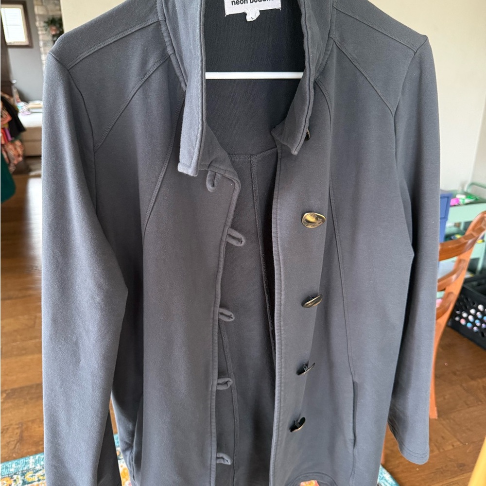 Neon Buddha Charcoal Trench Coat